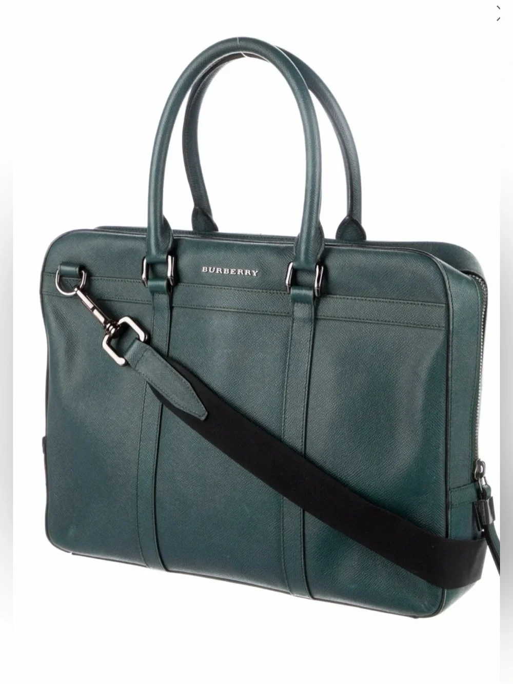 Burberry Newburg Green Leather Briefcase/Slim Professional Bag